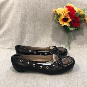 Sperry Black & White Topsiders with Grommets